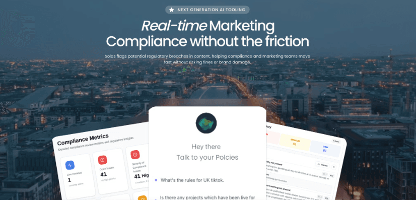 Solas Compliance raised £670K so that marketing and legal don't have to fight